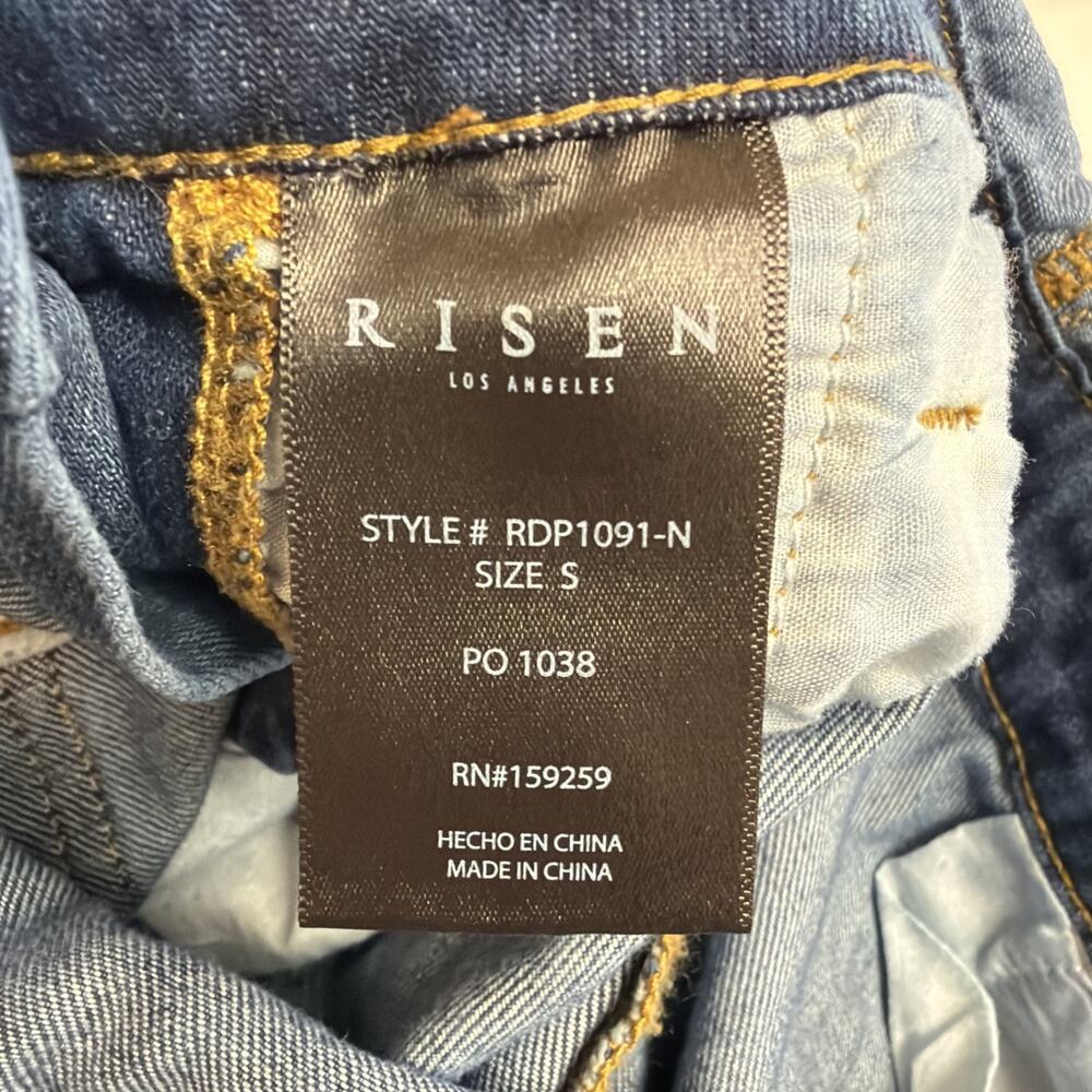 Risen Jeans Denim Overalls Small Distressed Knee Cotton Bib Jumpsuit 100% Cotton - Picture 8 of 10